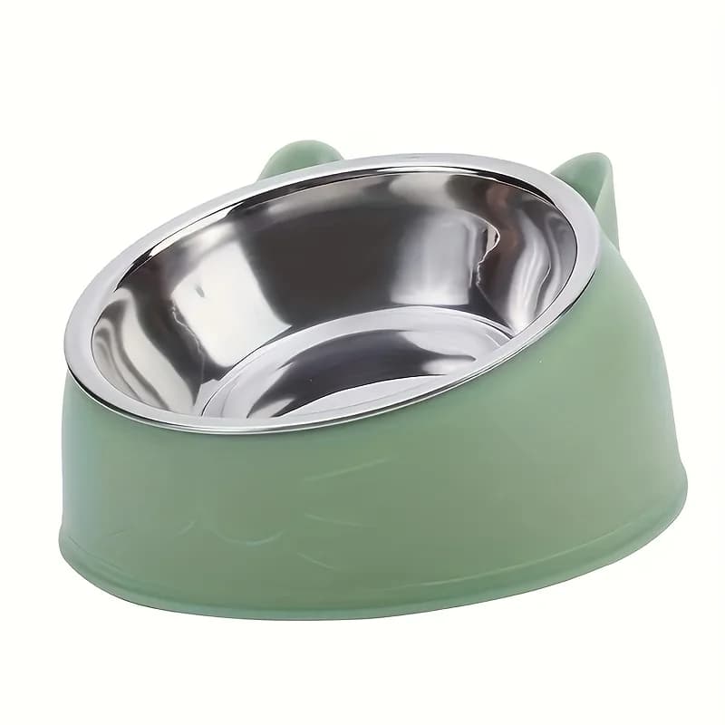 1pc Elevated Stainless Steel Cat Bowl, Inclined Food & Water Dish with Cute Ear Stand, Neck Protection Design for Cats - image 9