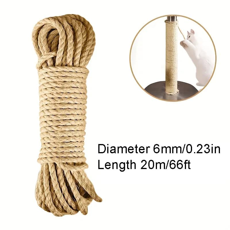 33/66/164ft Natural Sisal Rope Cat Scratcher Rope Tree Scratching DIY Toy Paw Claw Furniture Protector Scratching Post - image 8