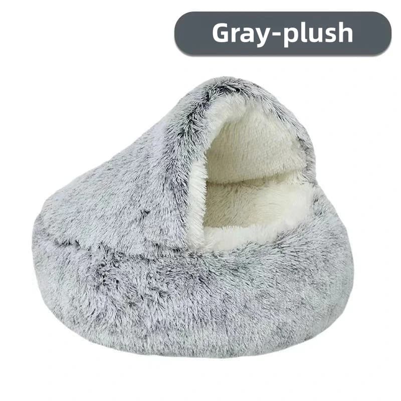 Autumn and Winter soft plush pet bed and pet bed Winter warm and cold plush comforter nest Shell cat nest semi-enclosed cat nest - image 12