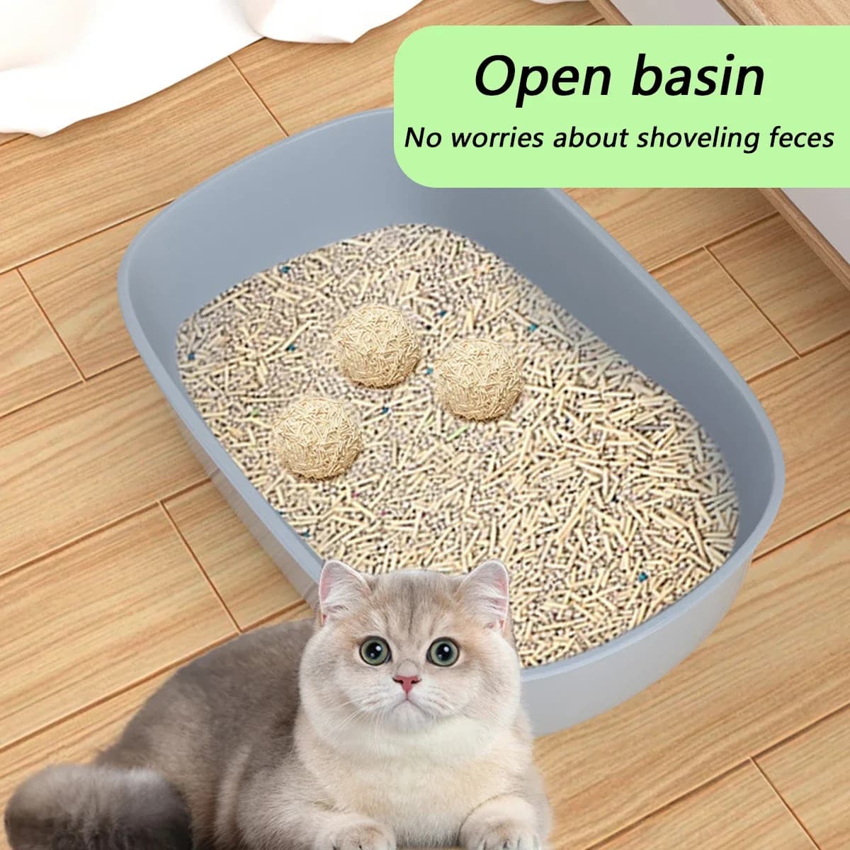 Cat Litter Box Thickening Kitty Sandbox Semi-enclosed High Side Splashproof Pet Bedpans with Litter Scoop Cleaning Cat Supplies - image 6