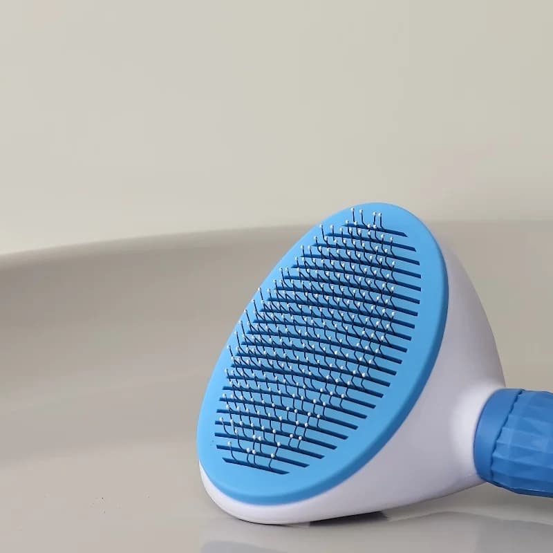 One-Click Cleaning Pet Hair Brush Plastic & Stainless Steel Needle Deshedding Tool for Dogs Cats, Easy Grooming Shedding Tool fo - image 5