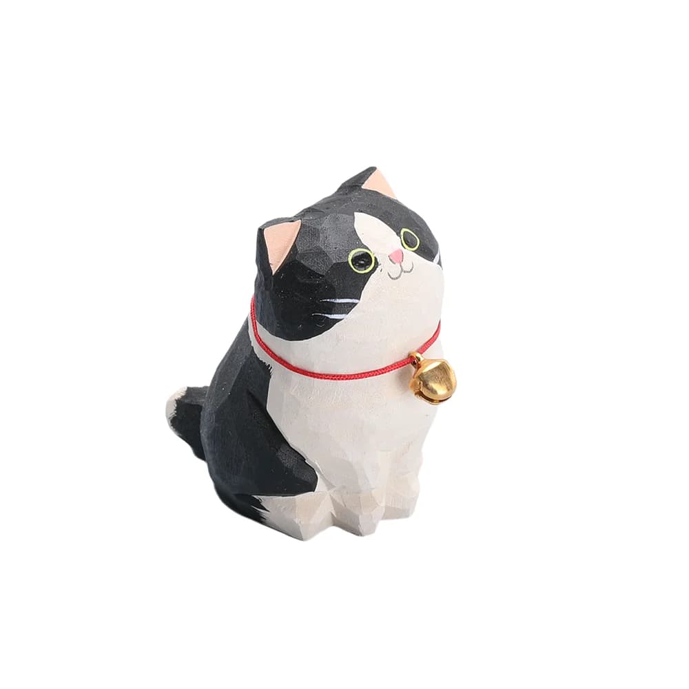 Christmas Decorations Handmade Wood Carving Kitten Ornaments Small Animal Desktop Wood Cat Decoration Crafts Birthday Gift - image 12