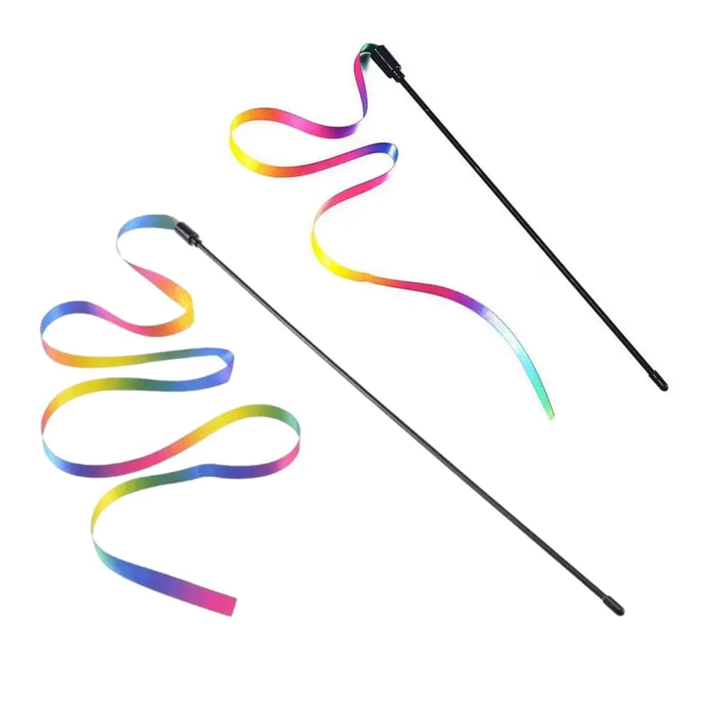 Pet Cat Toys Cute Funny Rainbow Strips Stick Cat Teaser Wand Pet Toys for Cats Interactive Toys Cat Supplies Pet Products - image 10