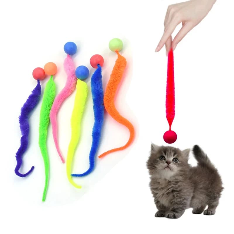 Cat Interactive Toys Tickle Cat Colorful Bouncing Ball Pet Supplies Puzzle Teasing Indoor Cat Worm Caterpillar Elastic Toy - image 6