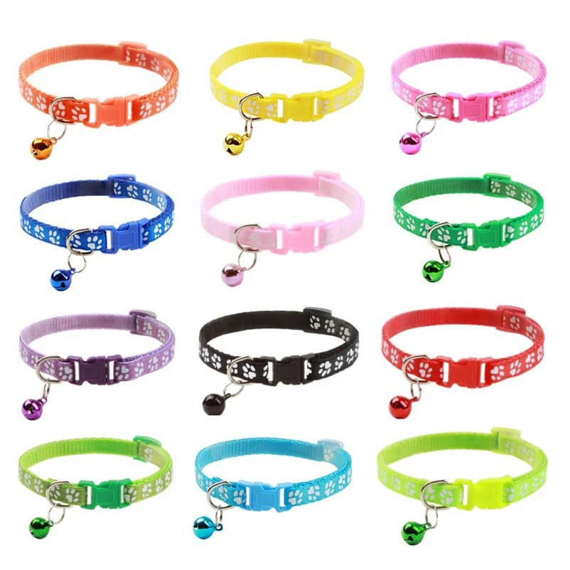Pet cat bell collar dog print cat collar multiple colors optional necklace ring cat rope collar pet supplies - image 3