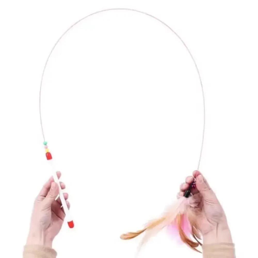 Interactive Cat Wand Toy with Feather-Style Tassel & Bell on Flexible Elastic Rod - image 6