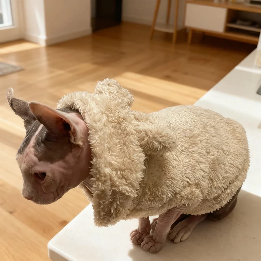 Soft Pet Coat For Small Medium Dogs Cats Dog Fleece Warm Cat Hoodies For Winter Funny Cute Rabbit Ear Sphynx Puppy Kitty Clothes - image 2