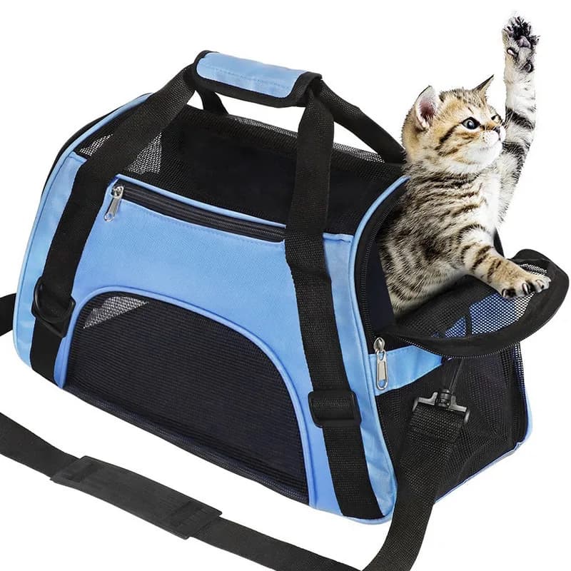 Cat Bags Soft-Sided Portable Dog Carrier Mesh Breathable Carrier Bags for Cats Dogs Comfort Foldable Handbag Pet Transport Bag - image 2