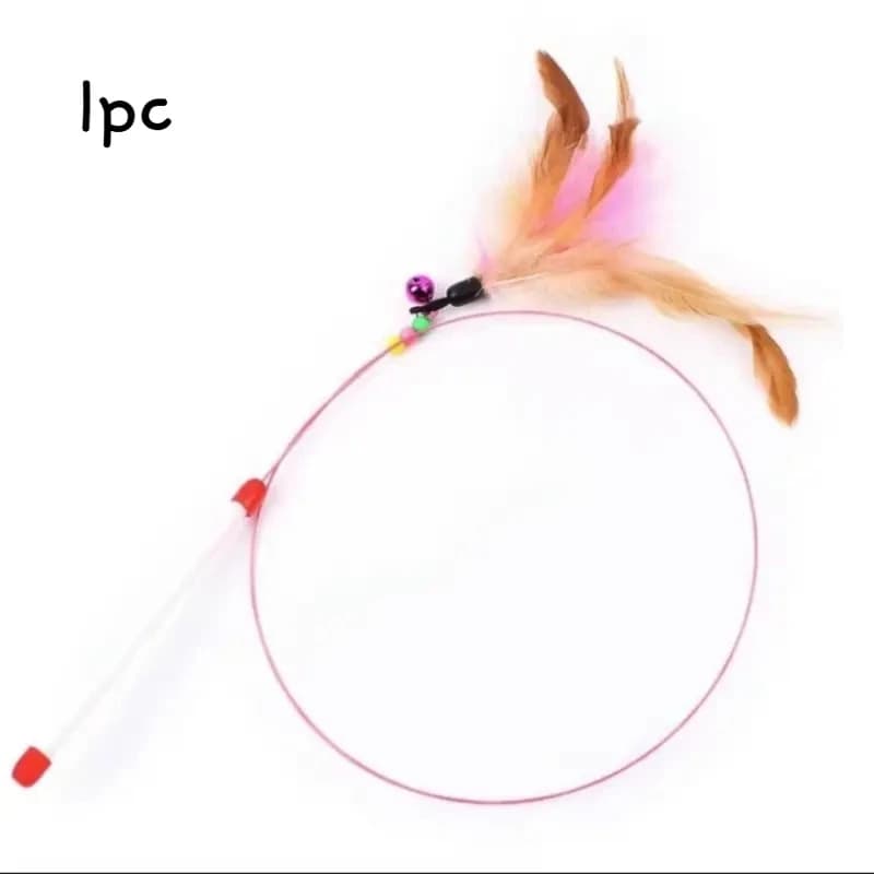 Interactive Cat Wand Toy with Feather-Style Tassel & Bell on Flexible Elastic Rod - image 11
