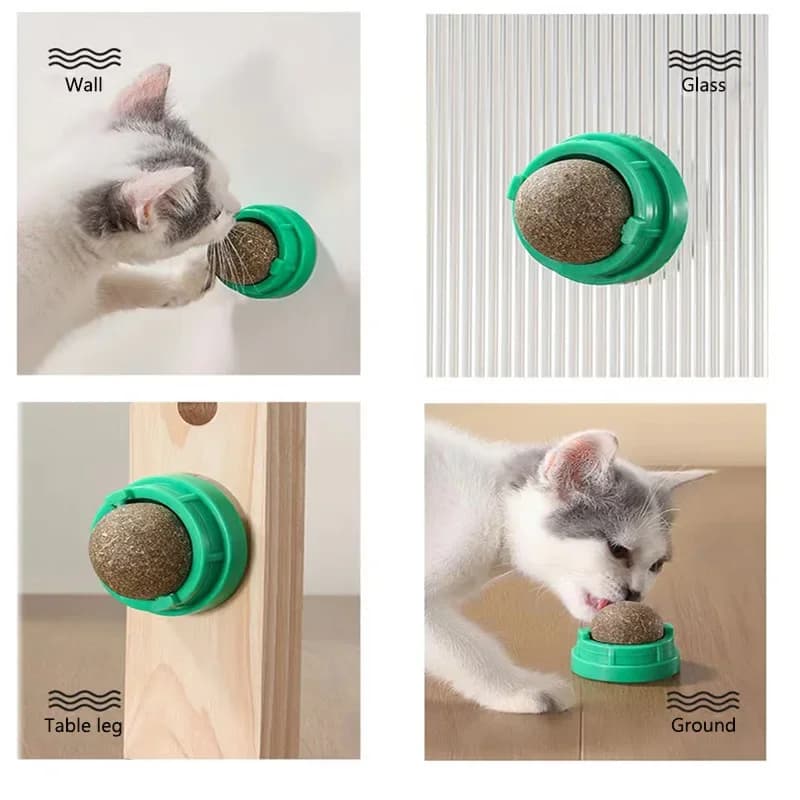 Catnip Cat Wall Stick-on Ball Toy Scratchers Treats Healthy Natural Removes Balls to Promote Digestion Cat Grass Snack - image 2