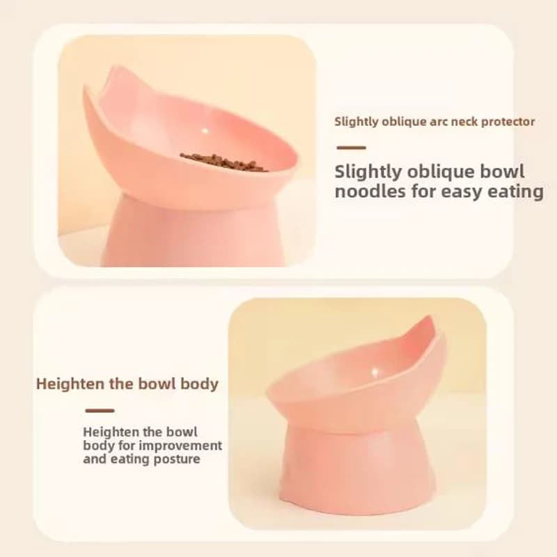 New cat bowl with long ears and high feet bowl with cat and dog neck protection and anti-overturning plastic raised pet bowl - image 4