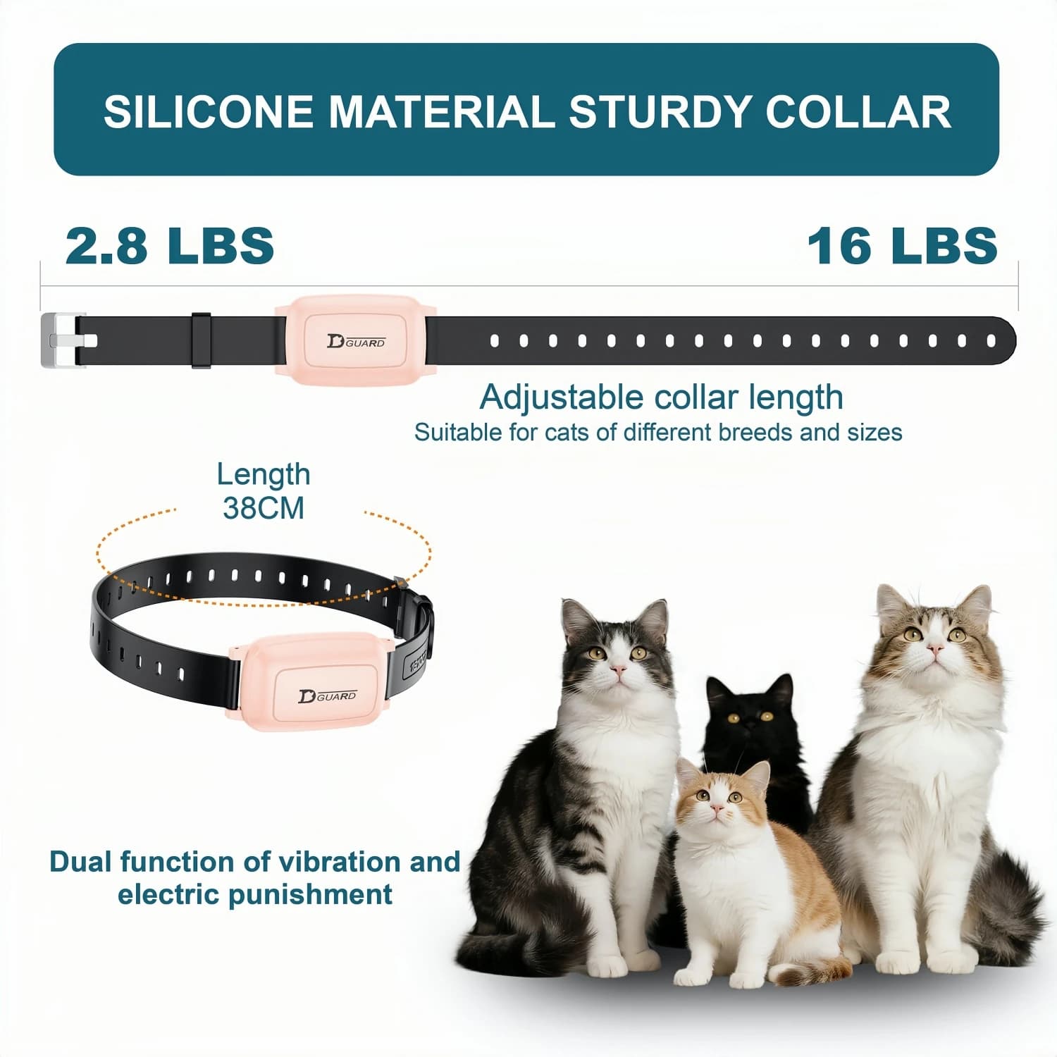 YHLC 800m Cat Anti Meowing Collar, Automatic No Shock Vibration Collar for Cats, Cat Trainer Designed Collar for Stop Meowing - image 3
