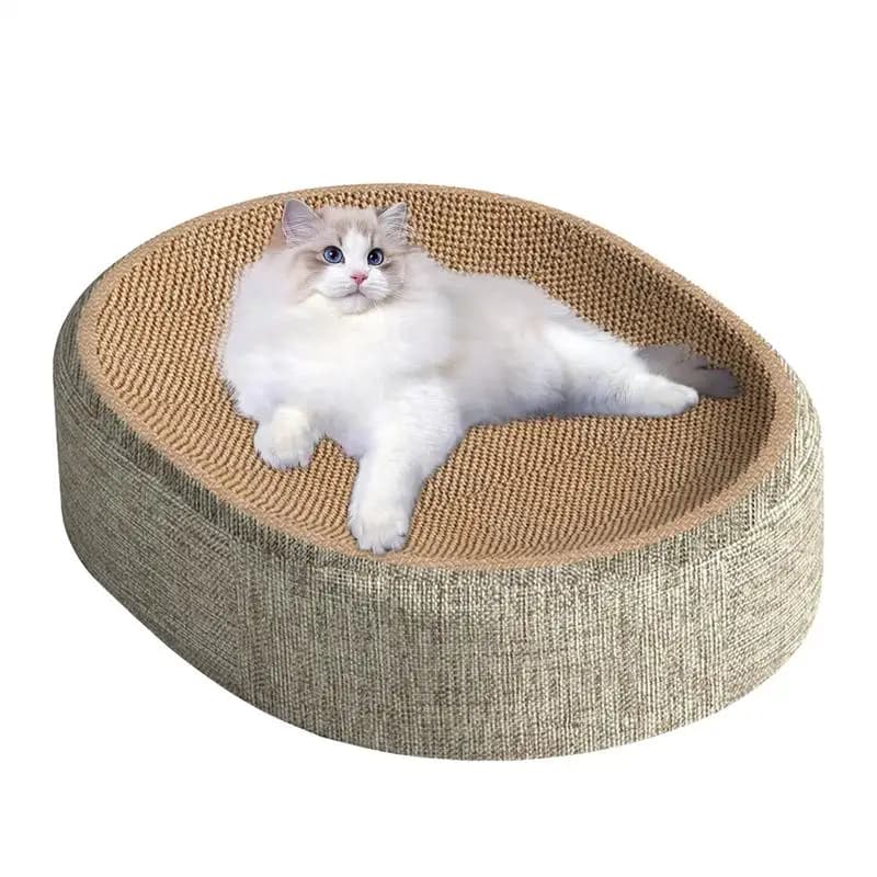 2in1 Cat Scratching Board Protect Furniture Grinding Claw Toys Oval Sisal weaving Wear-resistant Cat Nest Cat Accessories - image 1