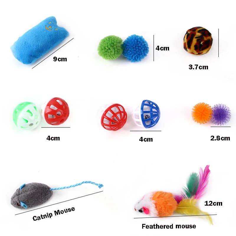 12Pcs/20 Pcs Pet Kitten Toys Variety Cat Toy Combination Set Cat Toy Funny Cat Stick Sisal Mouse Bell Ball Cat Supplies - image 4