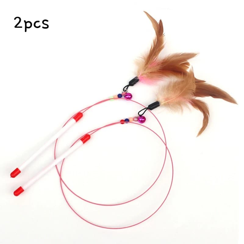 Interactive Cat Wand Toy with Feather-Style Tassel & Bell on Flexible Elastic Rod - image 12