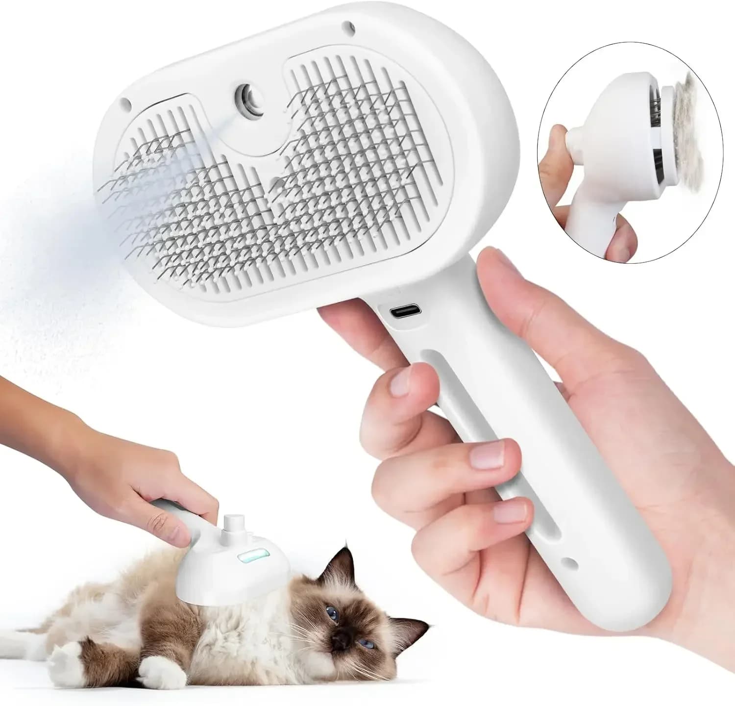 Pet Spray Hair Comb Pet Hair Remover Cleaning Brush Cats Grooming Dog Accessories Tools Dematting Water Mist Humidifier Comb - image 2
