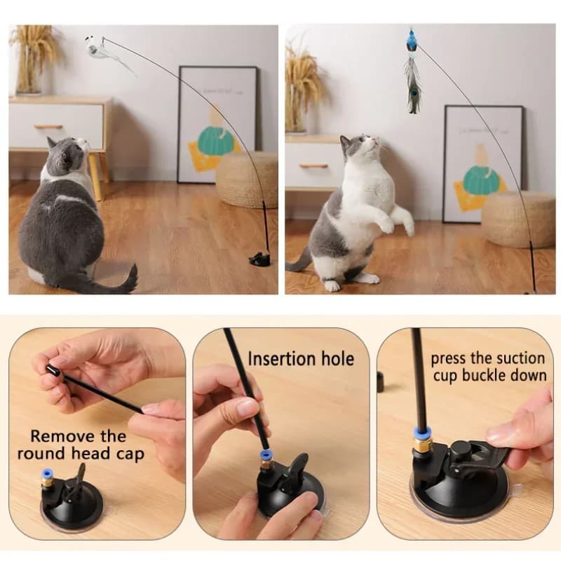 Funny Simulation Bird Cat Toy Feather with Bell Cat Stick Interactive Toy for Kitten Playing Teaser Wand Toy Pet Cats Supplies - image 5