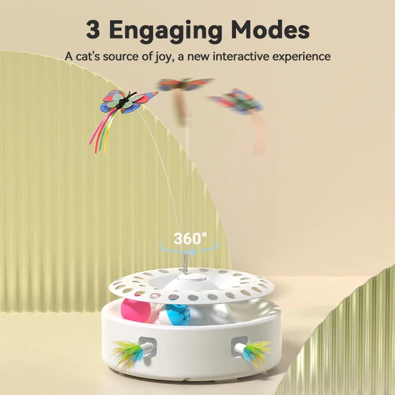 ROJECO Automatic Cat Toys 3 in 1 Wireless Kitten Toy With Cat Teasing Stick Ambush Feather Track Ball Adjustable Interactive Toy - image 2