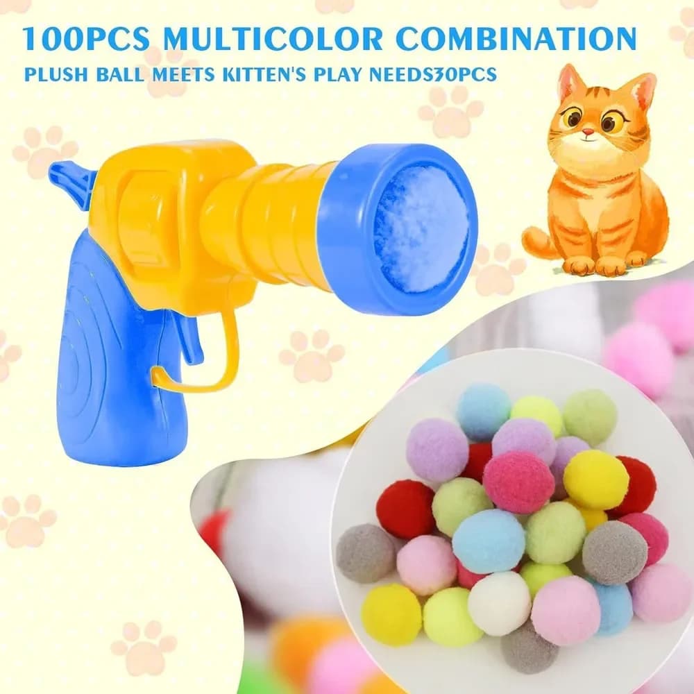 Plush Ball Shooting Gun Cat Toys Interactive Kittens Mini Pompoms Launcher Games Pet Accessories Supplies Indoor Cats Self Play - image 4