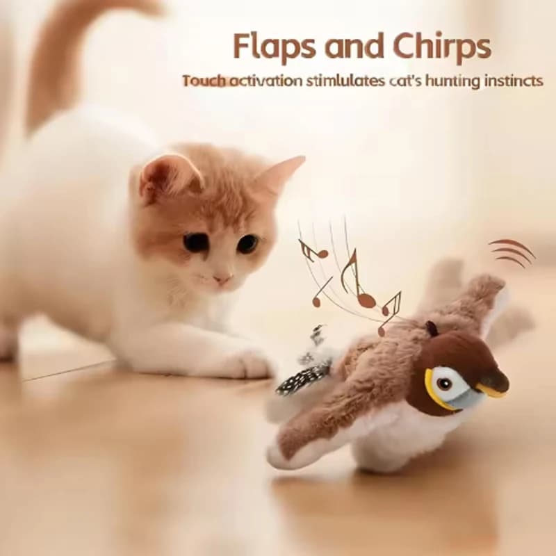 Hot Simulated Bird Cat Toy Interactive Toys Dog Rechargeable Chirping Flapping Bird(no Flying) Touch Activated Plush Toy Pet - image 2