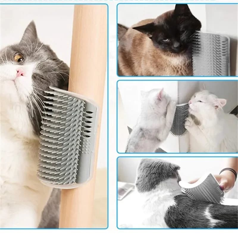 Cat Corner Brush Comb Massager for Cat Arch Plastic Scratcher Remove Hair Comb Grooming with Catnip Cat Self Cleaning Cat Supply - image 3