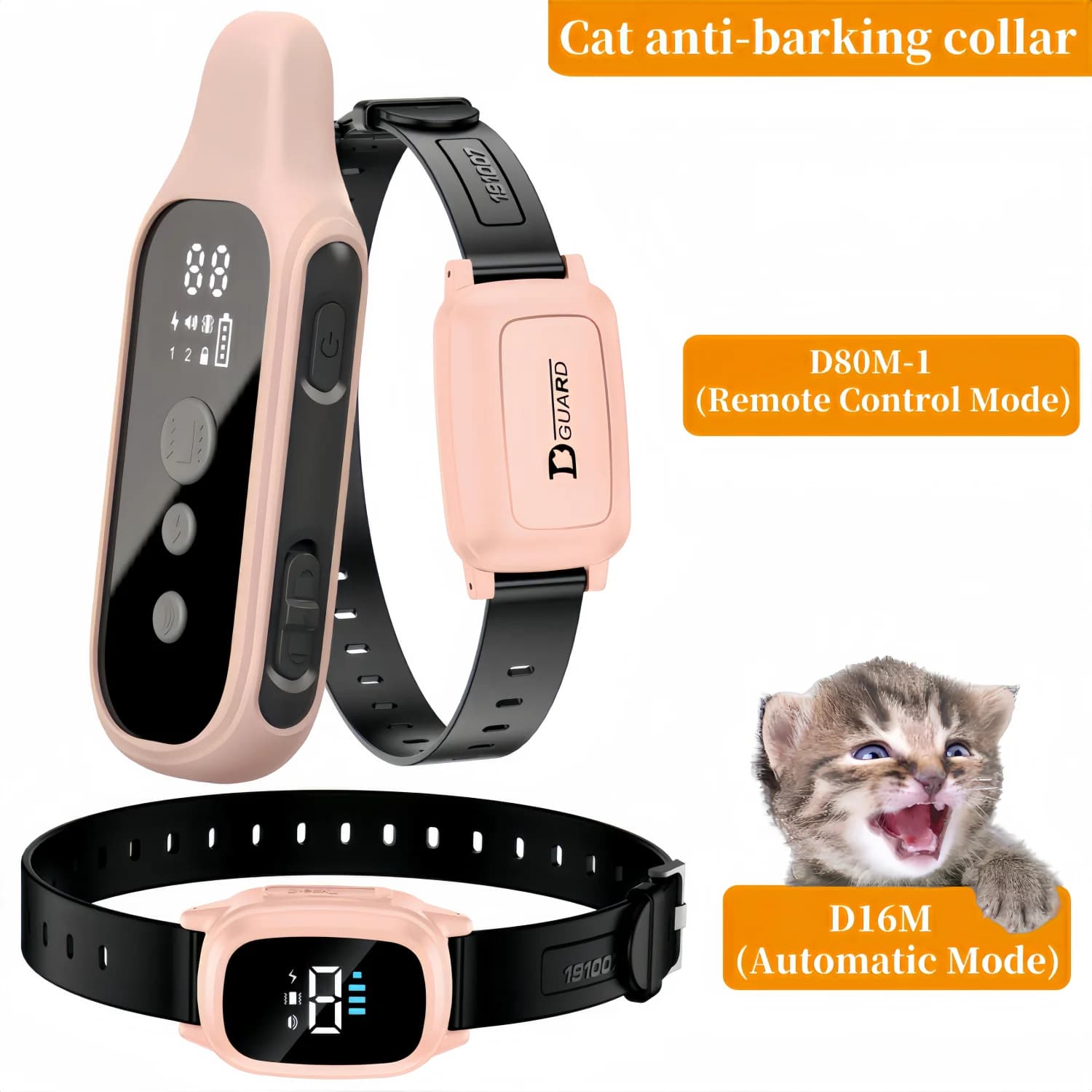 YHLC 800m Cat Anti Meowing Collar, Automatic No Shock Vibration Collar for Cats, Cat Trainer Designed Collar for Stop Meowing - image 1