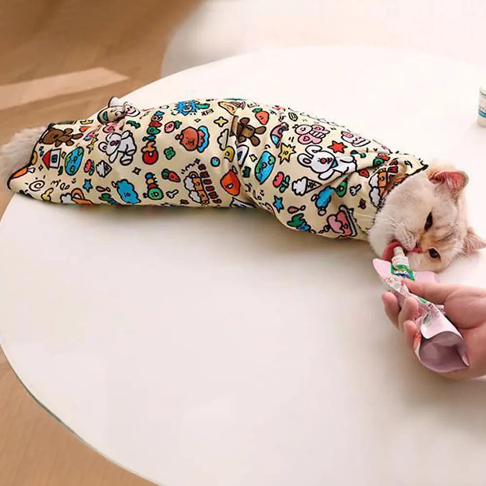 Cat Restraint Wrap Self-Adherent Cat Grooming Wrap Anti-Bite Anti-Scratch Anti-Escape Cat Swaddle Wrap for Cats and Dogs - image 3