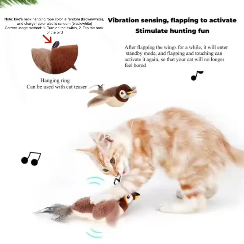 Hot Simulated Bird Cat Toy Interactive Toys Dog Rechargeable Chirping Flapping Bird(no Flying) Touch Activated Plush Toy Pet - image 3