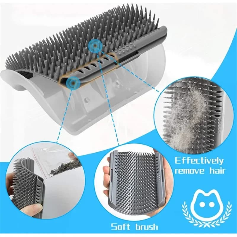 Cat Corner Brush Comb Massager for Cat Arch Plastic Scratcher Remove Hair Comb Grooming with Catnip Cat Self Cleaning Cat Supply - image 4