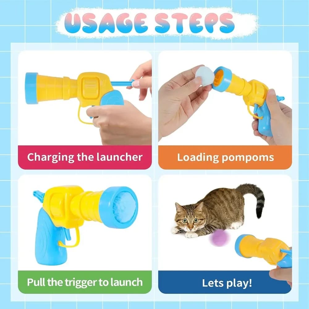Plush Ball Shooting Gun Cat Toys Interactive Kittens Mini Pompoms Launcher Games Pet Accessories Supplies Indoor Cats Self Play - image 5