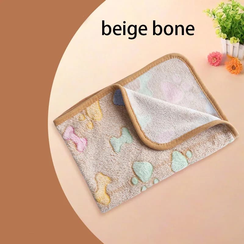 Winter Velvet Pet Sleeping Warm Blanket with Paw/Dot/Bone Pattern, Dog Cat Washing Towel, Fleece Soft Pet Blanket Pet Bed Mat - image 14