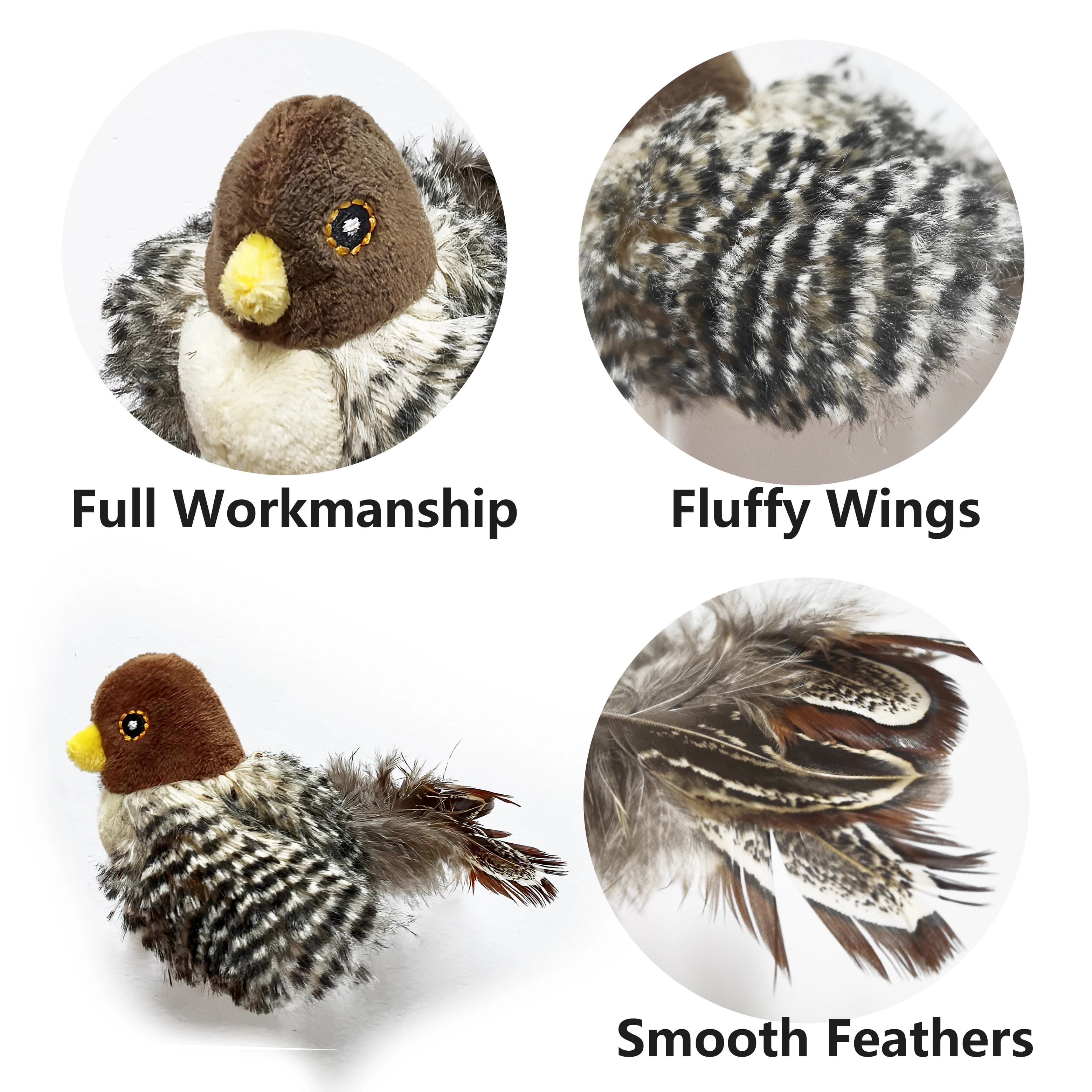 Interactive Cat Toys Electric Squeaky Simulation Bird Plush Cats Pets Teasing Toys with Feather Catnip Kitten Chirping Bird Toys - image 3