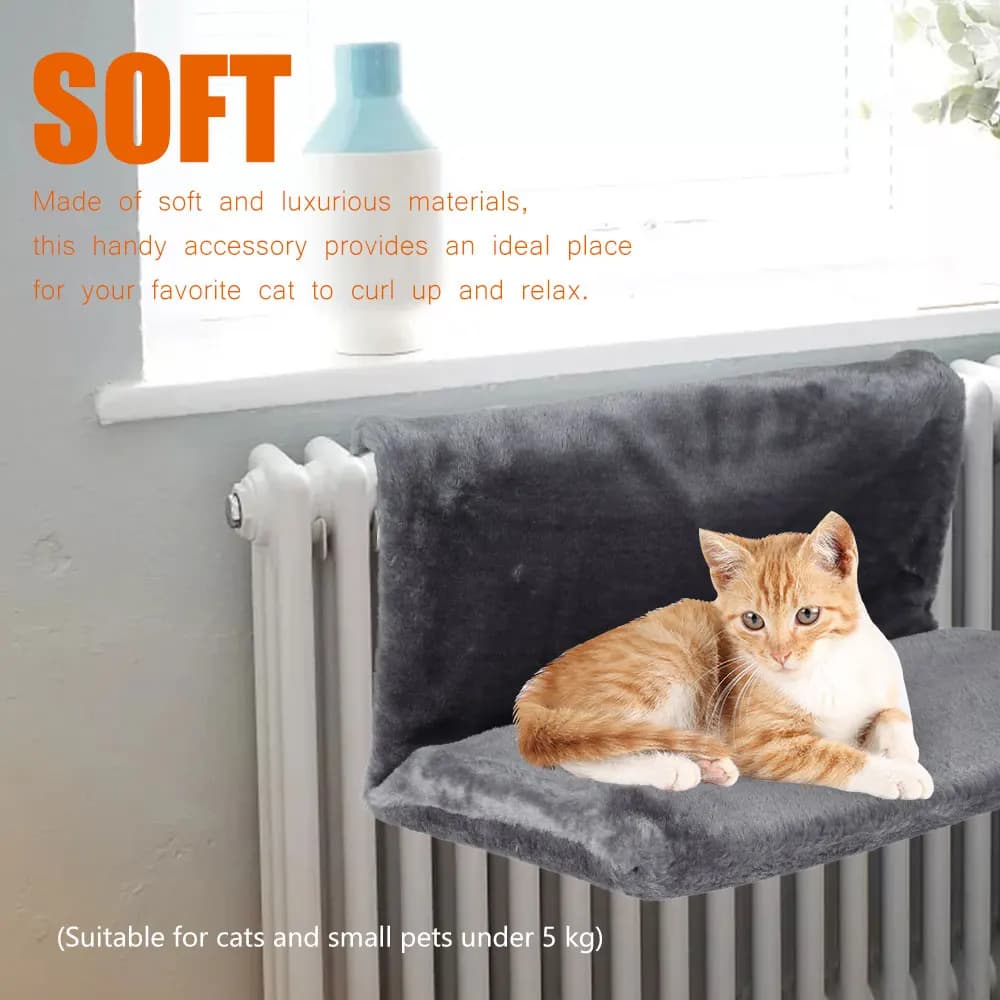 Cat Radiator Bed Hanging Cat Cradle Hammock Small Pet Animal Hanging Bed with Metal Frame Luxury Warm Fleece Basket for Cats - image 2