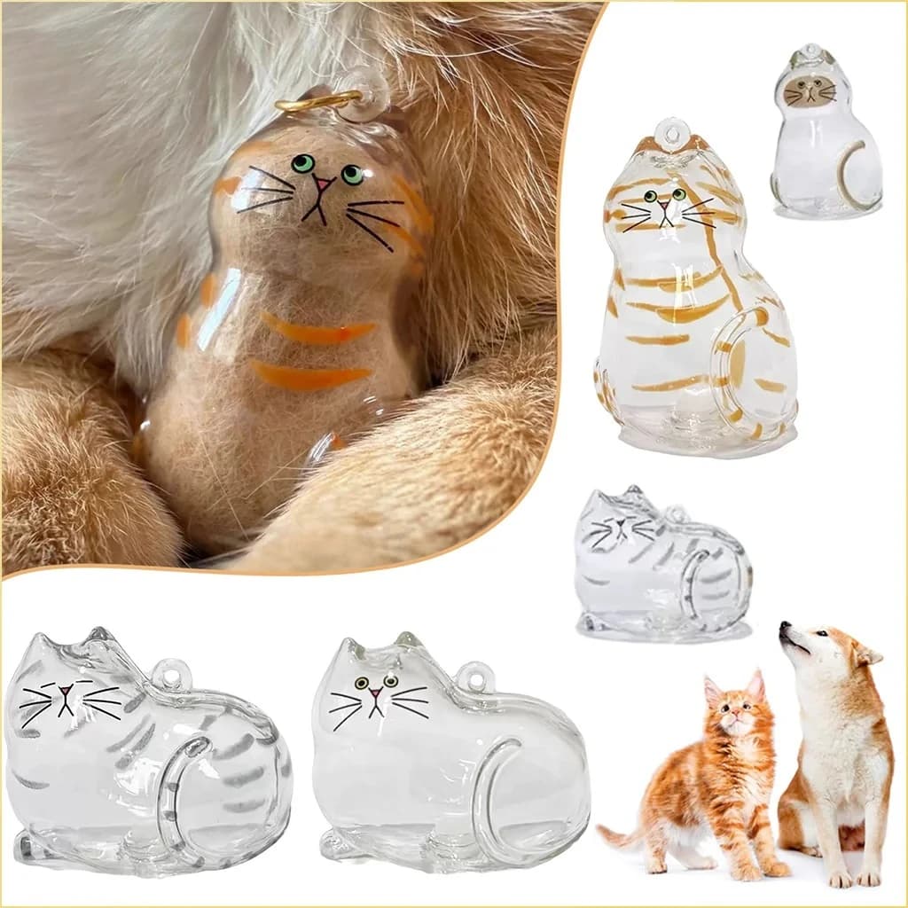 Pet Hair Memorial Keepsake Box & Bottle - Transparent Storage Container for Cat Fur, DIY Decor Gift for Pet Lovers Home Display - image 1
