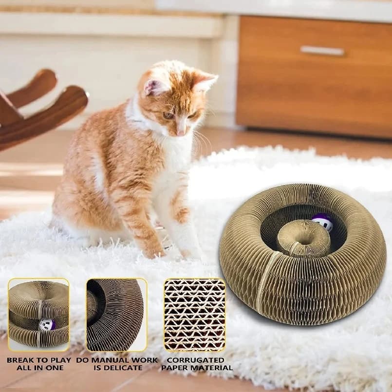 Kitten Curl Toy Foldable Magic Organ Cat Scratching Board Durable Recyclable Cardboard Cat Scratcher Cat Bed Interactive Scratch - image 4