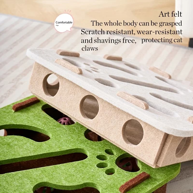 Interactive Cat Puzzle Toy Felt Toy Box with Maze Tunnel Bell Ball Indoor Entertainment Cat Toy - image 6