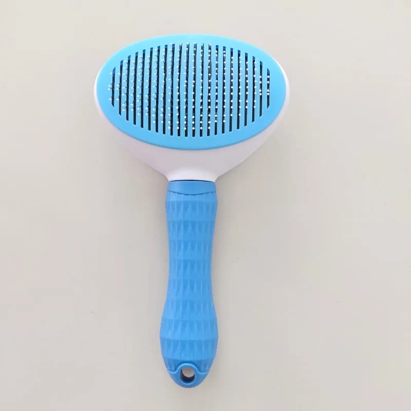 One-Click Cleaning Pet Hair Brush Plastic & Stainless Steel Needle Deshedding Tool for Dogs Cats, Easy Grooming Shedding Tool fo - image 2