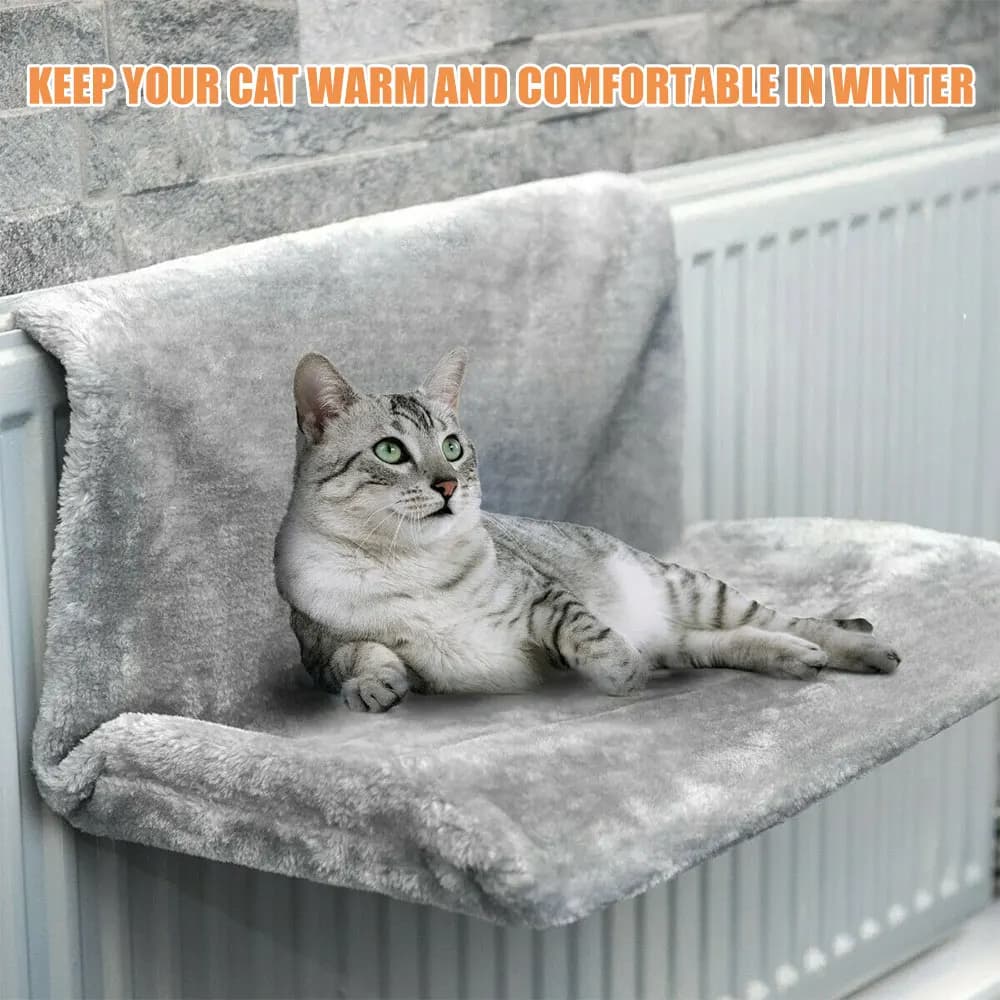 Cat Radiator Bed Hanging Cat Cradle Hammock Small Pet Animal Hanging Bed with Metal Frame Luxury Warm Fleece Basket for Cats - image 6