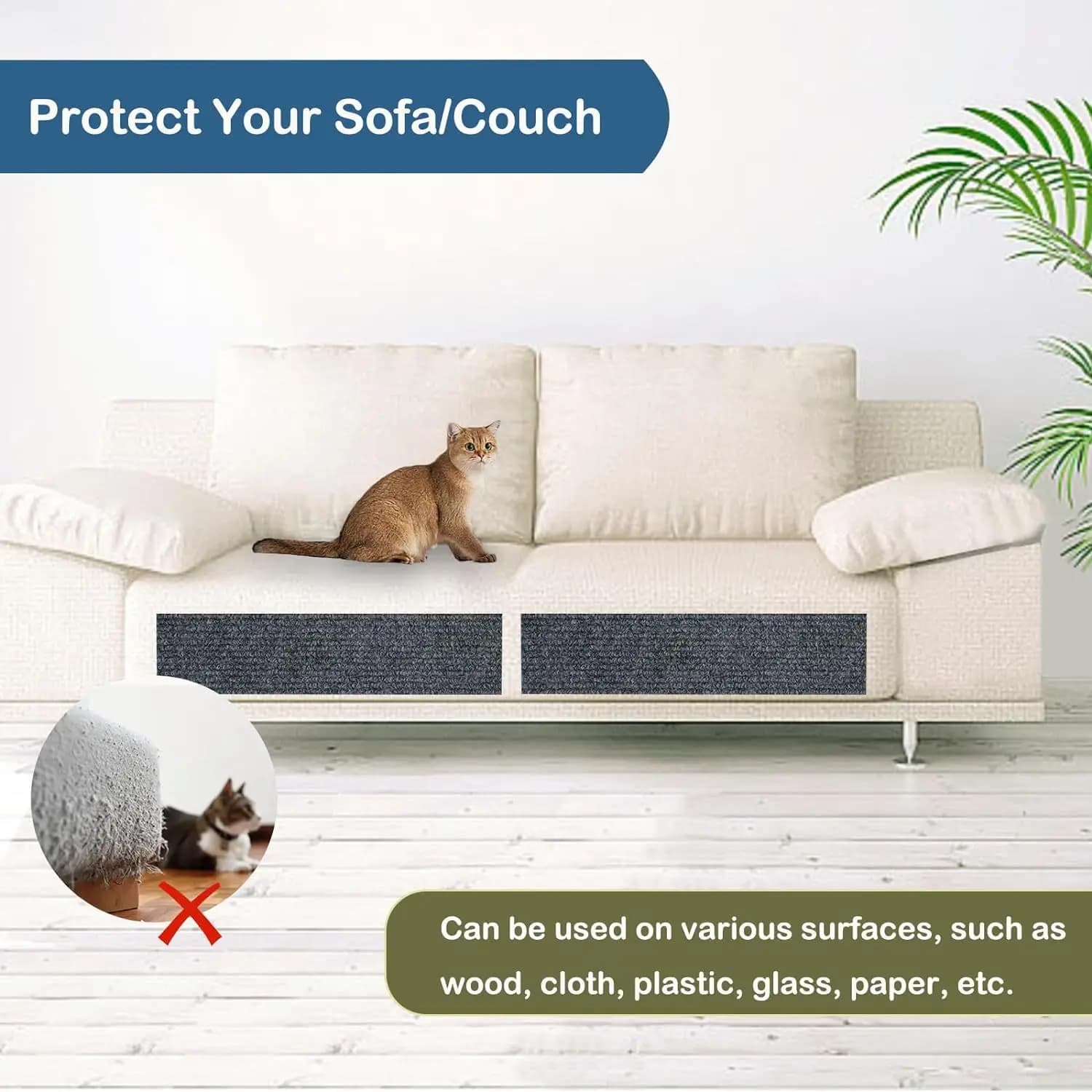 Wall Self-Adhesive Anti Cat Scratch Sofa DIY Cats Scratch Protection Paws Sharpen Trimmable Carpet Cats Scratch Board - image 2