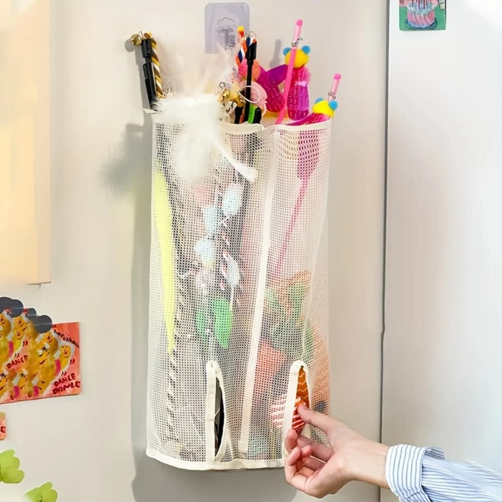 1pc Mesh Storage Bag for Cat Toys - Wall Hanging Organizer, Perfect for Pet Accessories, Toy Storage Organizer, Shelf Baskets - image 3