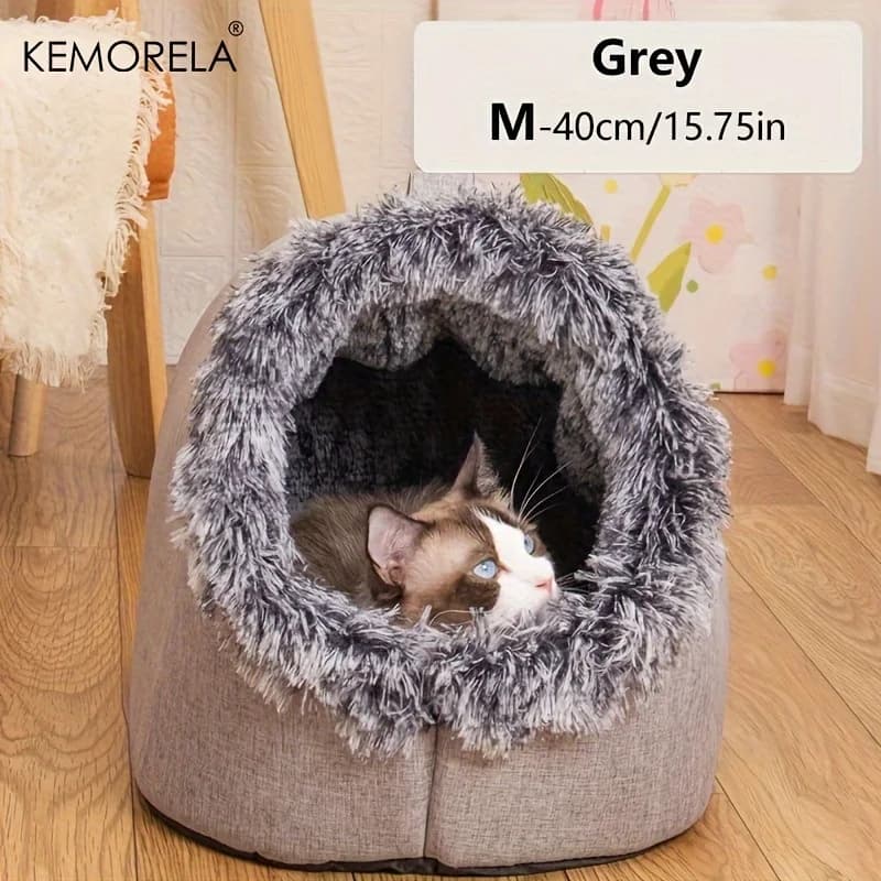 KEMORELA Winter Cat Bed Self-Warming Puppy House Cozy Cat Sleeping Cave Beds Indoor Kitten Nest Kennel Hut for Small Medium Cats - image 7