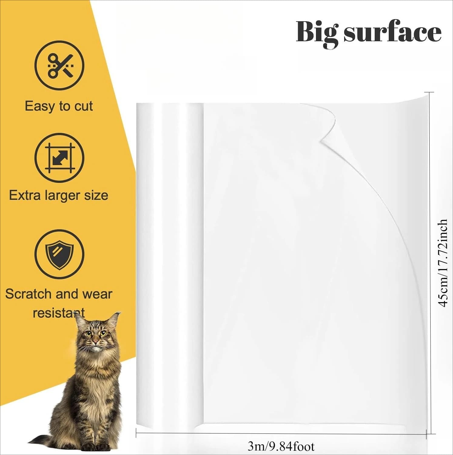 Generic Cat Scratch Furniture Protector Thick Vinyl Couch Protector Clear Self-Adhesive Cat Tape for Furniture Sofa Door Walls - image 2