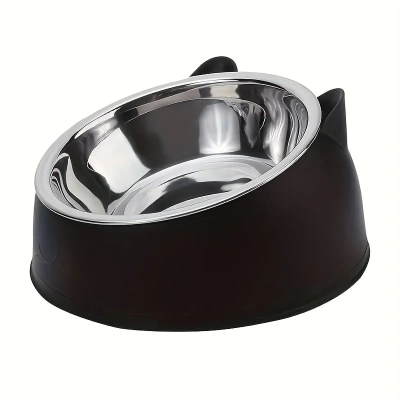 1pc Elevated Stainless Steel Cat Bowl, Inclined Food & Water Dish with Cute Ear Stand, Neck Protection Design for Cats - image 11