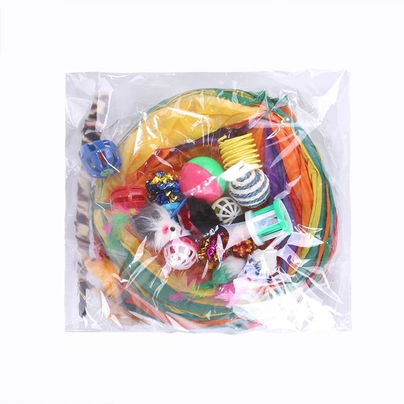 Cat Toys Rainbow Tunnel Set Foldable Cat Kitten Play Tunnel Chat Mouse Supplies Simulation Fish Cat Accessories - image 6