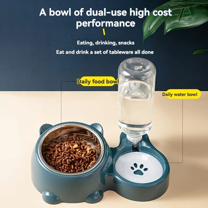 Automatic Pet Feeder and Water Dispenser, Integrated Feeding System for Cats and Dogs,No Battery or Power Needed, slanted mouth - image 2