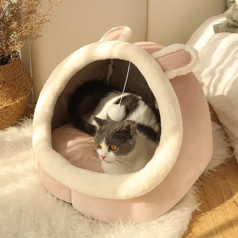 Pet Tent Cave Bed for Cats Small Dogs Self-Warming Cat Tent Bed Cat Hut Comfortable Pet Sleeping Bed Foldable Removable Washable - image 3