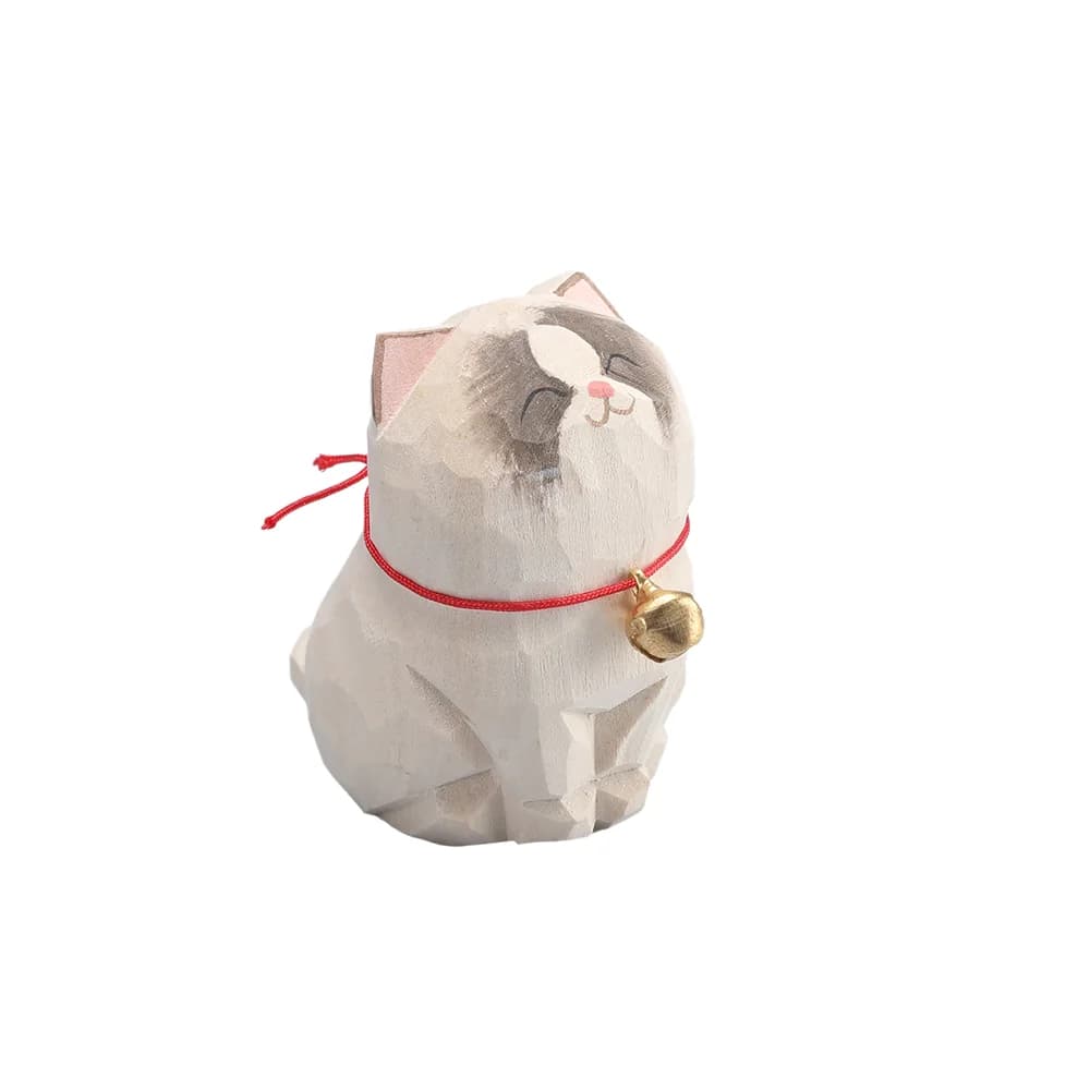 Christmas Decorations Handmade Wood Carving Kitten Ornaments Small Animal Desktop Wood Cat Decoration Crafts Birthday Gift - image 9