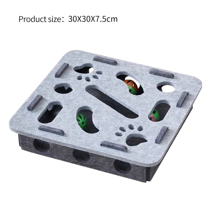 Interactive Cat Puzzle Toy Felt Toy Box with Maze Tunnel Bell Ball Indoor Entertainment Cat Toy - image 11