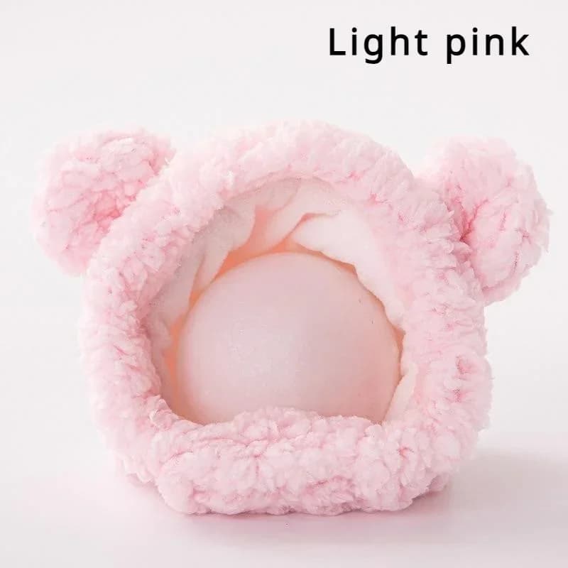 XS-L Size Soft Fluffy Pet Dog Hat Solid Pink Warm Hats For Cats Autumn Winter Bear Pet Head Accessories Cosplay Kitten Supplies - image 5