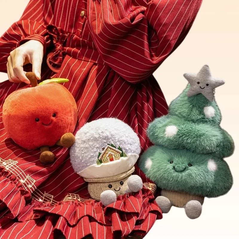 Cute Christmas Series Plush Toy Stuffed Soft Christmas Tree,Snow Globe, Apple Soft Doll Kids Christmas Gift Home Decoration - image 1